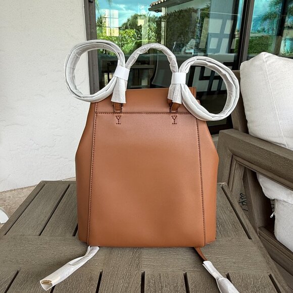 Michael Kors Phoebe Medium FLAP Drawstring Brown MK Travel School Backpack - Picture 12 of 16